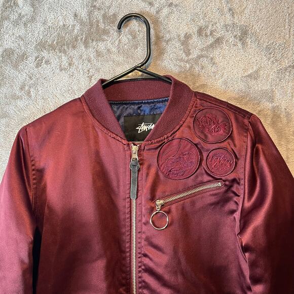 Stussy World Tribe Red Bomber Jacket XS Streetwear Y2K Skater Vibes Grail - Picture 2 of 7